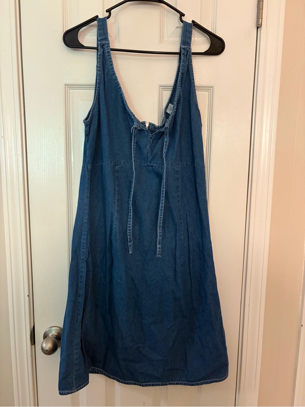 Blue Denim Tie-Front Mini Dress